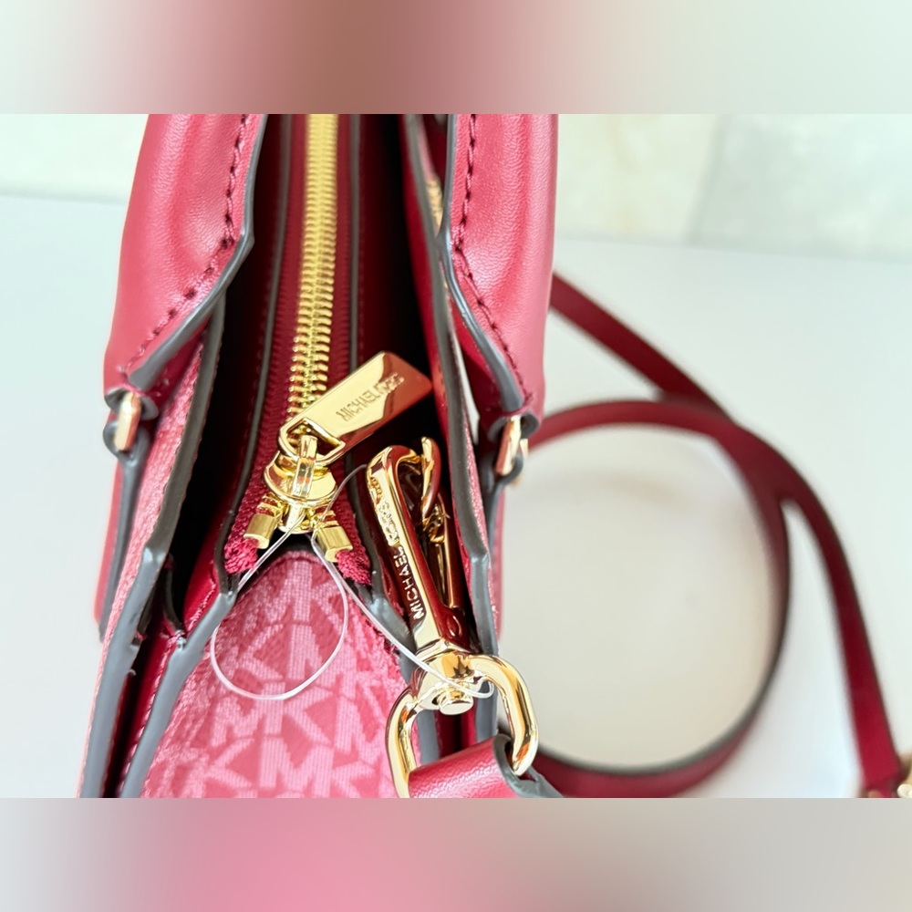 Michael Kors Sheila SM Satchel Shoulder Crossbody Bag MK Cherry Multi - Picture 15 of 15